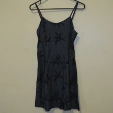 Paradise Found Made in Hawaii Midnight Blue Palm Tree Hawaiian Short Dress sz S