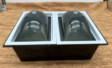 MCM Lucite Acrylic Server Buffet Ice Chill Cooler 13x10 Smoke & White