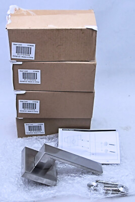 4 Pack Probrico Satin Nickel Square Rosette Single Dummy Door Lever Handles