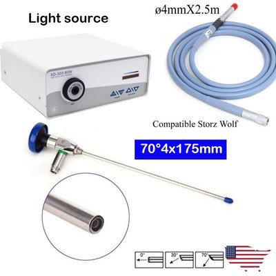 70° 175mm Rigid Sinuscope Arthroscopy Endoscope&light source&Fiber Optical Cable