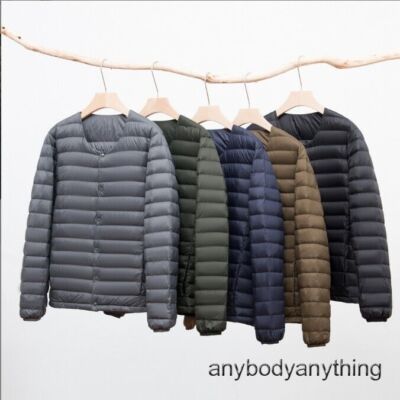 Light Down Jacket Men's Collarless Down Warm Wear Round Neck V-neck Thin
