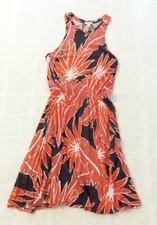 The GAP Pretty TANK DRESS Gray/Brown White Orange FLORAL Leaf Slouch Waist S