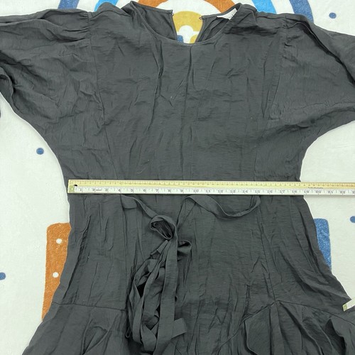 Seed Heritage Textured Mini Dress Size 14 Long Sleeve Ruffle Hem Black - Picture 13 of 14