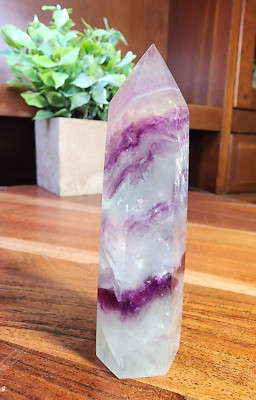 90 Grams Watermelon Fluorite Purple & Green Tower Crystal Wand Point 3-1/4'' Tall