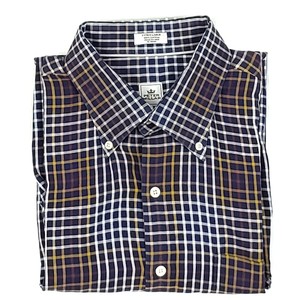 Peter-Millar-Mens-Shirt-XL-Blue-Yellow-White-Plaid-Check-Button-Down-Long-Sleeve