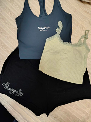 Kappa Women's Size S Black Solid Lounge Sleep Shorts Embroidered Logo & 2 Tops