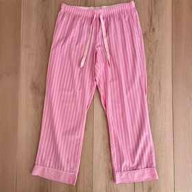 Victoria's Secret Iconic Pink Stripe Cotton Pajama Set Size Large (2016 Version)