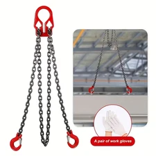Adjustable Chain Sling,5/16"x10', 7000lb Lifting G80 Chain With 2 Legs Grab Hook