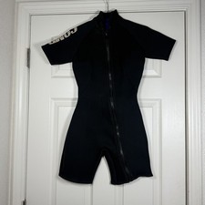 Ocean Tec Made In USA Black Shorty Style Wetsuit Full Zip Surf Size 6