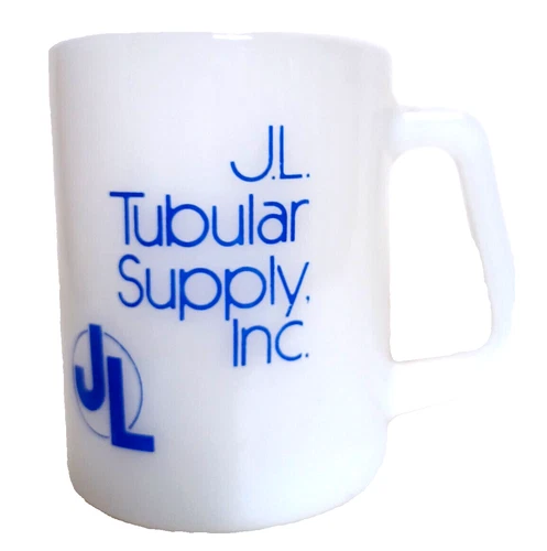 Milk Glass Coffee Cup Mug Federal Glass Vintage D Handle Advertising Farmhouse