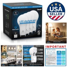 Energy-Saving GU24 LED Light Bulbs, 4-Pack, Dimmable 9W, Shatter Resistant