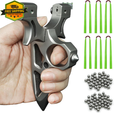 Professional Stainless Steel Slingshot w/Sight 100 Ammo Balls