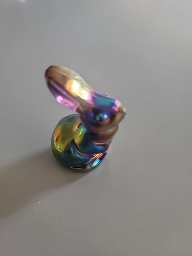 Fenton Amethyst Carnival Glass Bunny Figurine Iridescent Approx 2.5" USA Glossy