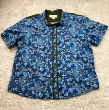 Disney World Wide Services Shirt Hawaiian Camp Shirt Mens Sz XL RFID Blue