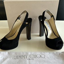 JIMMY CHOO Black  Suede High Heel Sandals-Size EU 36.5/UK 3.5-Boxed & Overbag