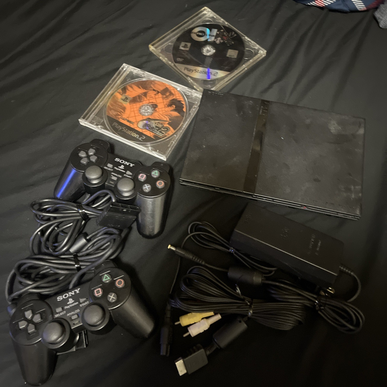 Sony PS2 Slim Black Console SCPH-70000 Bundle with 2 Games Tested & Working