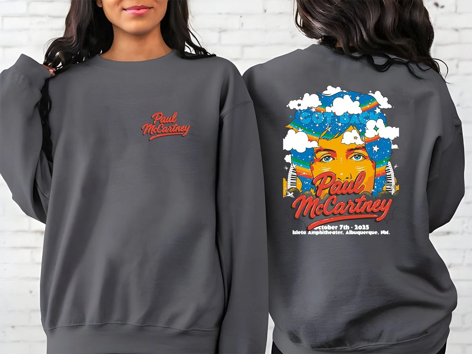 P Mccartney Got Back 2025 Albuquerque Event Tee Sweatshirt