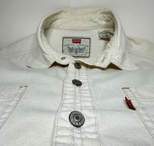 Vintage 90s Levi's Red Tab White Denim LS Shirt Men's M Metal Button Down 1997