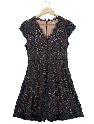 H&M Spitzenkleid Damen Kleid Gr. DE 36 schwarz Casual-Look