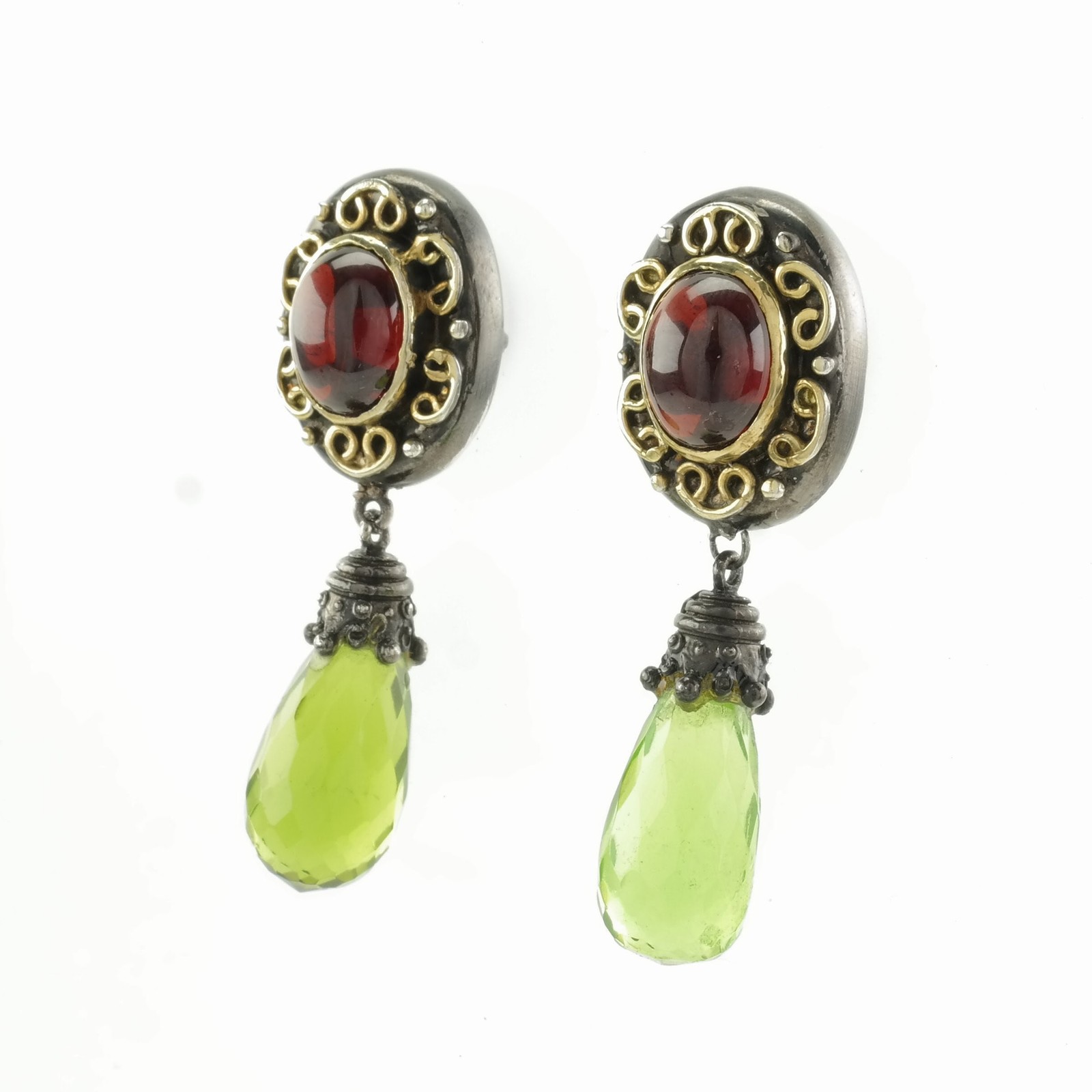 Sevan Garnet Stud Dangle Sterling Silver Earrings - image 6