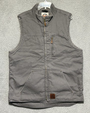 Mens L Cowboy Work Wear Full Zip Sherpa Lined Denim Vest Western Ranch