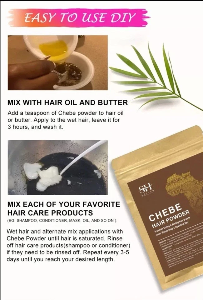 Chebe 100% Africano Polvo + ACEITE + Mantequilla 100% Ingredientes Naturales 100 Gramos (EE. UU.) Foto 4 de 4