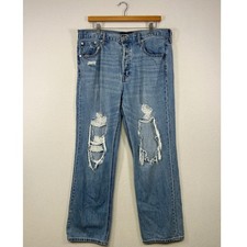 90s Baggy Aeropostale Women 14 Light Wash Distressed High Rise Wide Leg Jeans