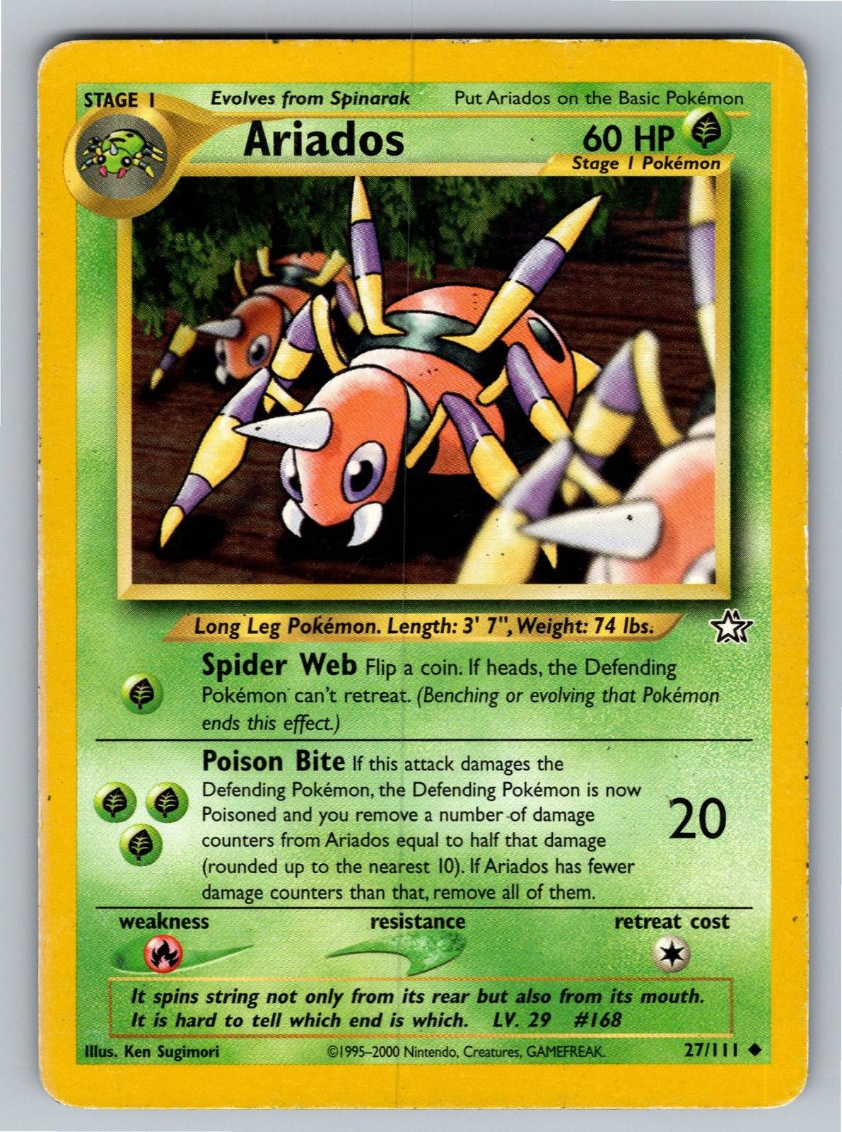 Ariados 27/111 Uncommon Neo Genesis Pokemon Unlimited Moderately Played