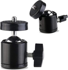 Universal 1/4" Swivel Mini Ball Head Screw Tripod Mount 2 Pack 