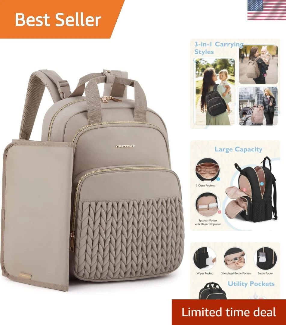 Elegant 27L Diaper Backpack: Durable, Insulated Pockets & Easy Access Design