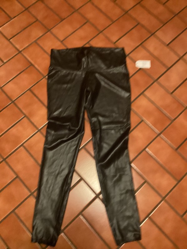 Time and Tru Pants Black Faux Leather Coated Skinny XL 16 18 High Rise Stretch
