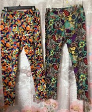 LULAROE  Lot of 2 Tall Curvy Leggings Multicolor Parrots  Floral Print