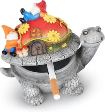 Ashtray, Resin Ashtray with Lid, Waterproof Ash Tray, Turtle Decor Ashtray fo...