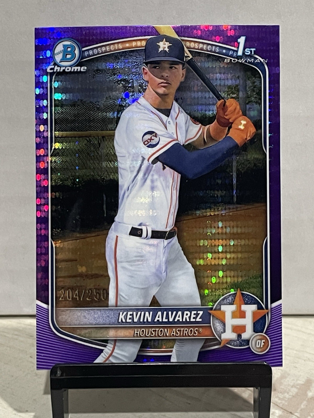 2025 Bowman Chrome - Kevin Alvarez 1st Purple Pulsar Refractor /250 - Astros