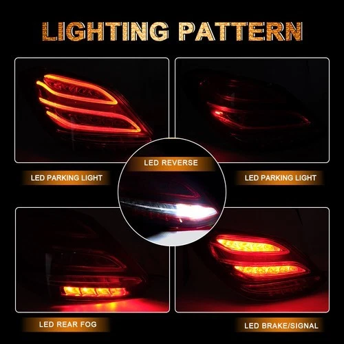 2X LED Tail Light For Mercedes Benz W205 2015-2018 Brake Lamp Red Light ASSEMBLY - Image 4 of 4