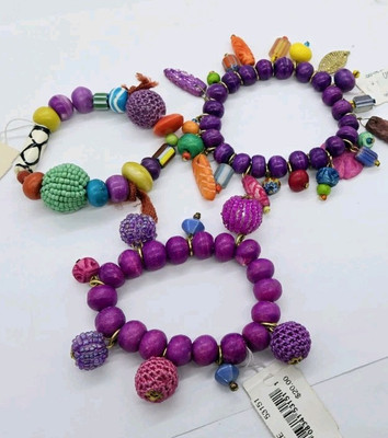 Catherine Stein Designs Bracelet Lot Stretch Colorful Multicolored 3 pc
