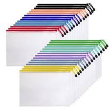30 Pcs Mesh Zipper Pouch Bags, A4 Size Waterproof File A4, 10 Colors