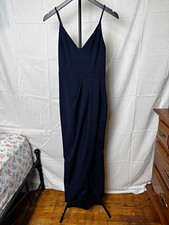 BHLDN Navy Blue Anabela V-Neck Maxi Dress Side Slit Sleeveless Women 4