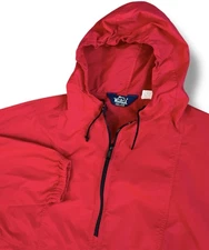 Vintage Woolrich Windbreaker 1/4 Zip Large Red Rain Jacket Made in USA