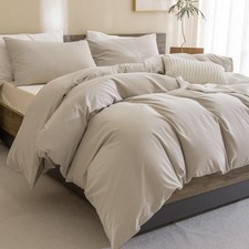Cotton Comforter Set Queen,Linen Like Textured Bedding Comforter for Queen Si...