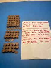 Lincoln Wheat Pennies 1910 Thru 1939 All Mint Marks Semi Keys 500 Coins Lincoln Wheat Pennies 1910 Thru 1939 All Mint Marks Semi Keys 500 Coins