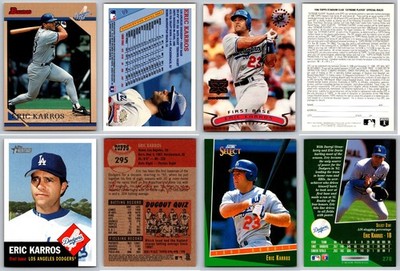 Eric Karros 4 Card Lot - Rookie RC Los Angeles Dodgers Oakland Athletics A's 