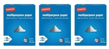 Staples Multipurpse 8.5" x 11" Copy Paper 20 lbs 94 Brightness 500/RM 3 Reams