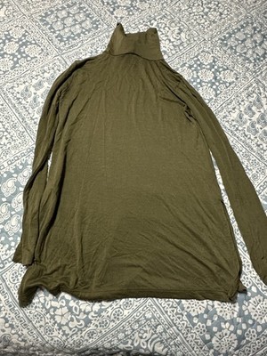 J.CREW Women s Green Solid Turtleneck Long Sleeve Top Size 2XS Regular