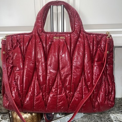 Mui Mui Patent Leather Large Crossbody Tote