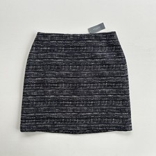 ANN TAYLOR Textured Tweed Skirt Lined Purple Blue Black Womens Size 8 Petite NEW