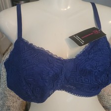 No Boundaries Wire Free Removable Pads Blue Lace Bralette Bra-Size XL NWT