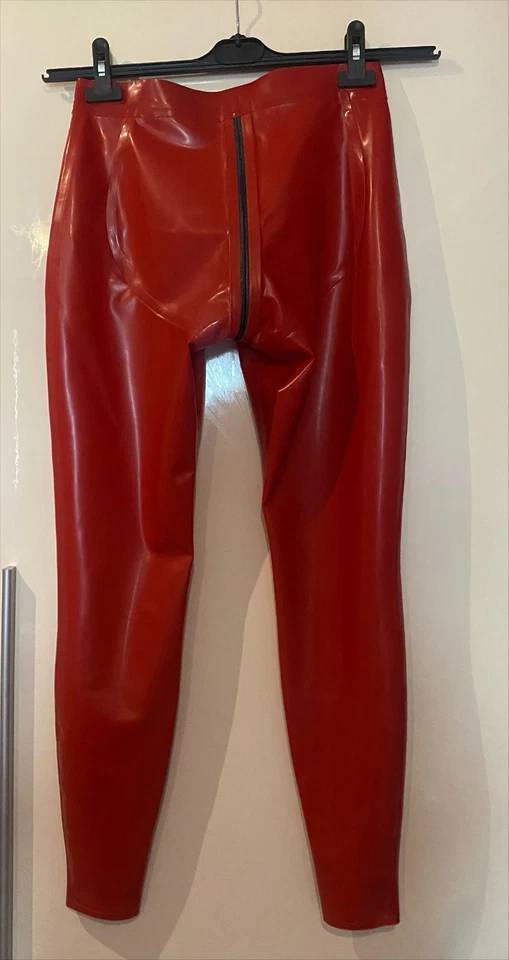 Simon O Latex Leggings, rot, Gr. L, push up, 0,4 mm, mit Reißverschluss - Bild 3 von 3