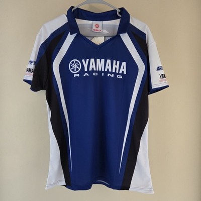Yamaha Genuine Parts Racing Pit Shirt Womens Large Blue White Logo NWT