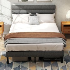 Twin Full Queen Size Bed Frame Upholstered Metal Platform Bed Frame w/ Headboard